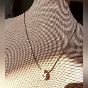 Givenchy Silver White Ice floating Diamond Teardrop Necklace; 16 inch